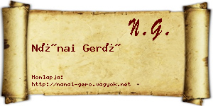Nánai Gerő névjegykártya